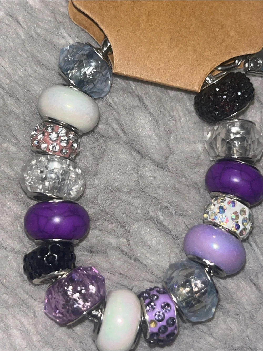 Handmade Great Gift Purple & White Beaded Keychain Purse Jewelry Wristlet 2